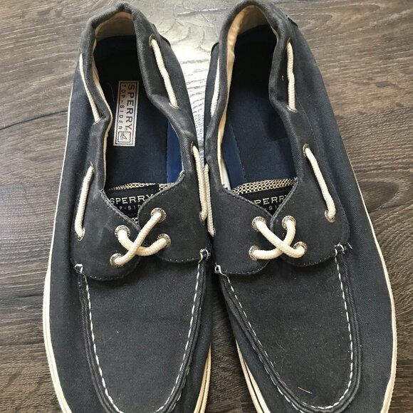 Sperry Top-Sider Men’s 12M Navy Blue Canvas Boat Shoes Casual Nautical Loafers - Picture 2 of 7
